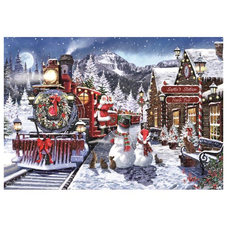 Puzzle 500 pieces - Train Station W/Snowman