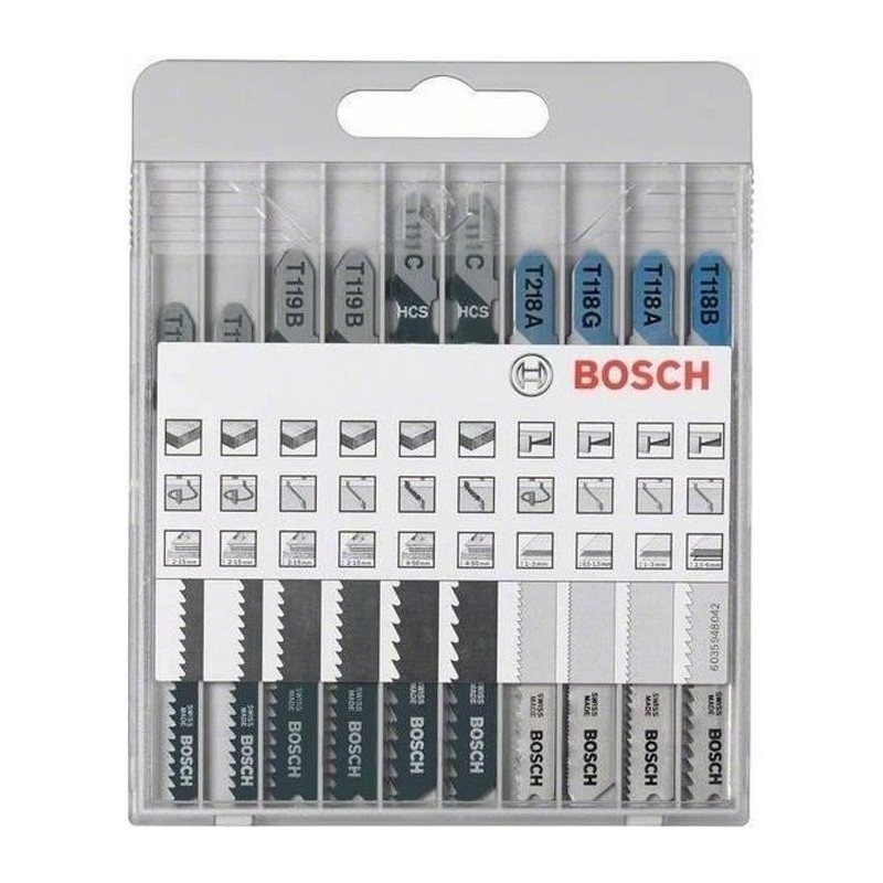 Assortiment de lames de scie sauteuse - BOSCH - 10 pieces - Métal et