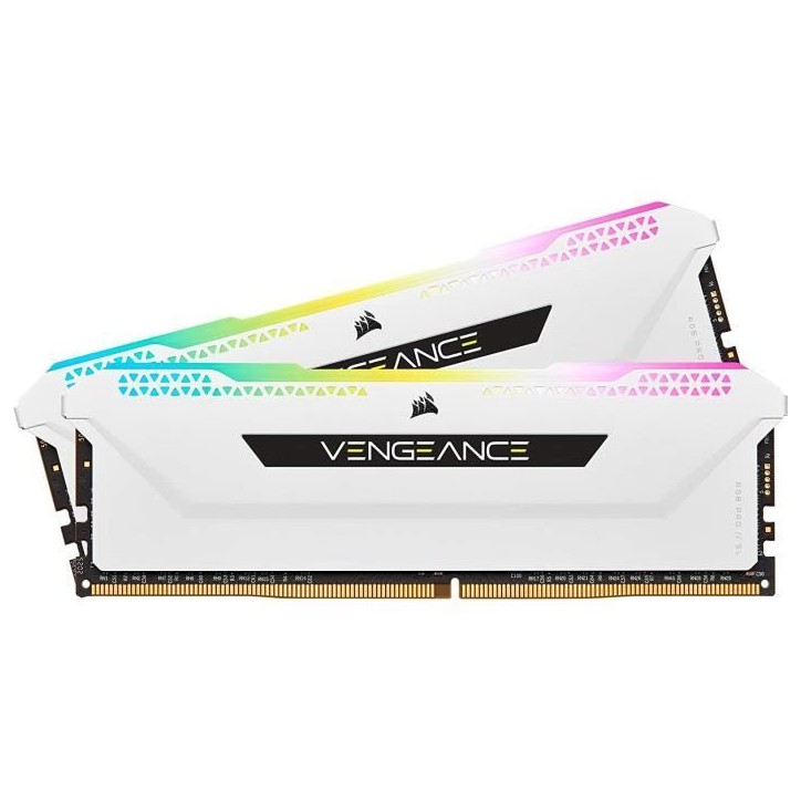 Mémoire RAM - CORSAIR - Vengeance RGB Pro SL DDR4 - 32GB 2x16GB DIMM - 3200 MHz - 1.35V - Blanc (CMH32GX4M2E3200C)