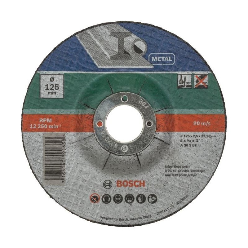 Disque a tronçonner diametre 125 X 5 pcs - BOSCH Disque a tronçonner diametre 125 X 5 pcs - BOSCH