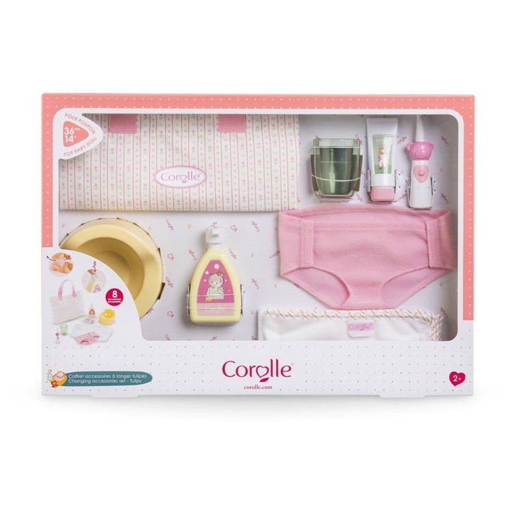 Mes Accessoires Poupons 30/36cm - COROLLE - Coffret Accessoires a Langer - Motif Tulipes Mes Accessoires Poupons 30/36cm - COROLLE - Coffret Accessoires a Langer - Motif Tulipes