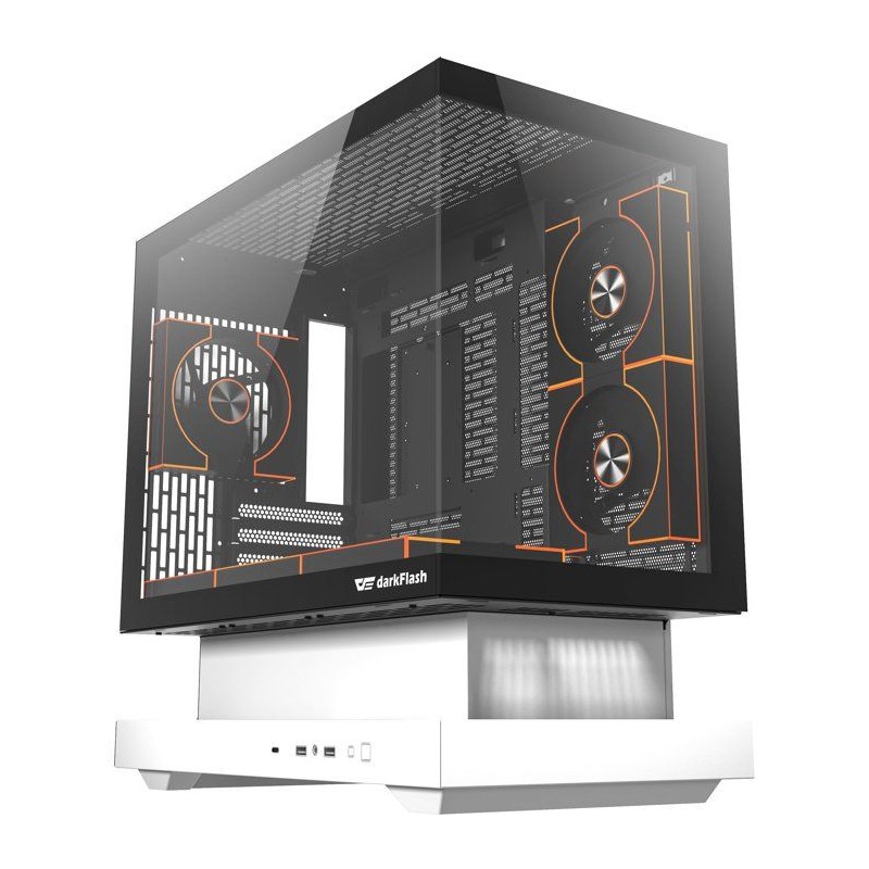 Boîtier PC - DARKFLASH - FLOATRON F1 - Blanc/Noir - Cube - Format M-A