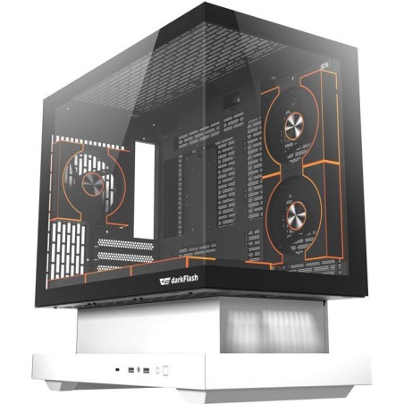 Boîtier PC - DARKFLASH - FLOATRON F1 - Blanc/Noir - Cube - Format M-A