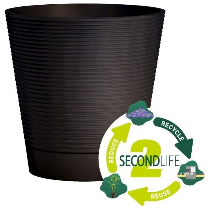 Pot réserve d'eau - GARDEN ID - Green Care Sense Noir-Anthracite 40 cm - Garanti 10ans - 100% recyclé