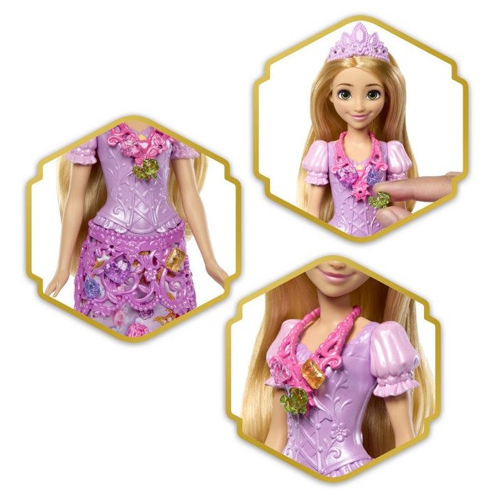 Poupée mannequin - Disney - Raiponce Jewel Reveal avec 8 surprises - Boîte a bijoux incluse - Des 3 ans Poupée mannequin - Disney - Raiponce Jewel Reveal avec 8 surprises - Boîte a bijoux incluse - Des 3 ans