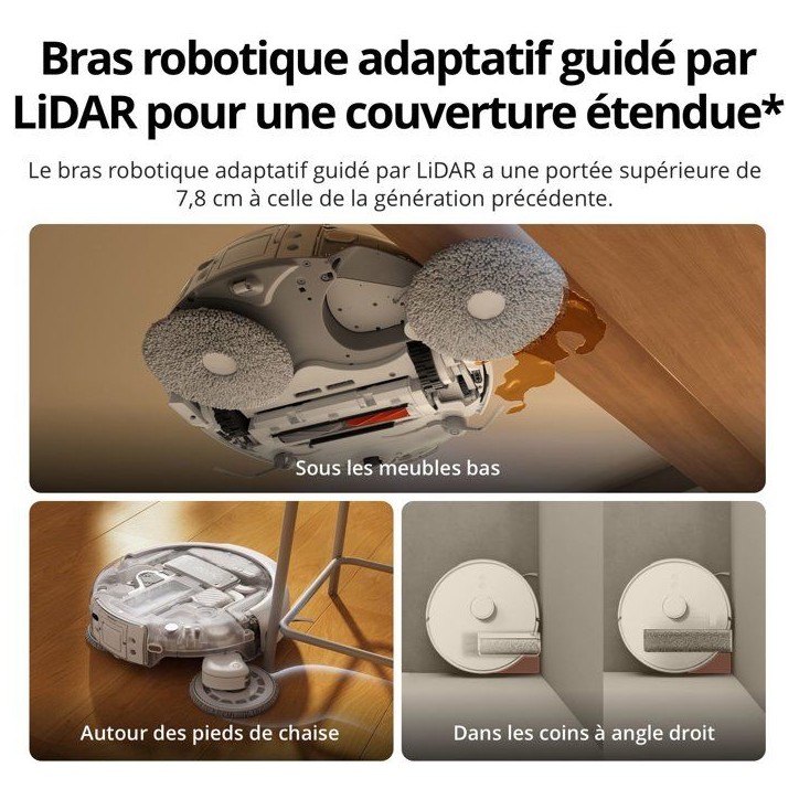 DJI ROMO A2 - Robot Aspirateur Laveur - Franchissement obstacles 8,5 cm