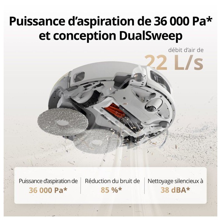 DJI ROMO A2 - Robot Aspirateur Laveur - Franchissement obstacles 8,5 cm