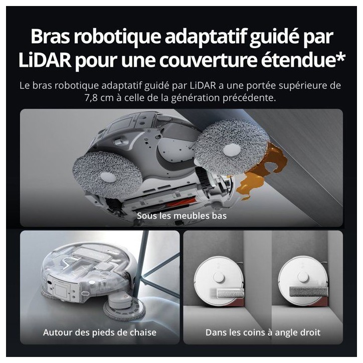 DJI ROMO P2 - Robot Aspirateur Laveur - Station autonettoyante haute température - 36000 Pa - Silencieux