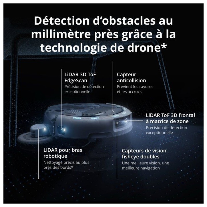 DJI ROMO P2 - Robot Aspirateur Laveur - Station autonettoyante haute température - 36000 Pa - Silencieux
