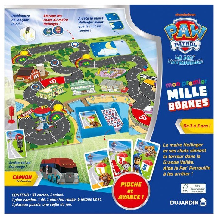 Mon premier mille bornes - Jeu de société - DUJARDIN - Pat'Patrouille - 1 a 10 joueurs - Des 3 ans Mon premier mille bornes - Jeu de société - DUJARDIN - Pat'Patrouille - 1 a 10 joueurs - Des 3 ans