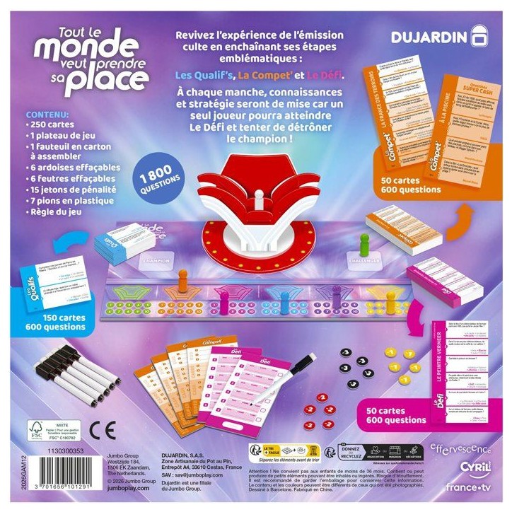 Tout le monde veut prendre sa place - Jeu de société - DUJARDIN - 3 a 7 joueurs - Des 7 ans Tout le monde veut prendre sa place - Jeu de société - DUJARDIN - 3 a 7 joueurs - Des 7 ans