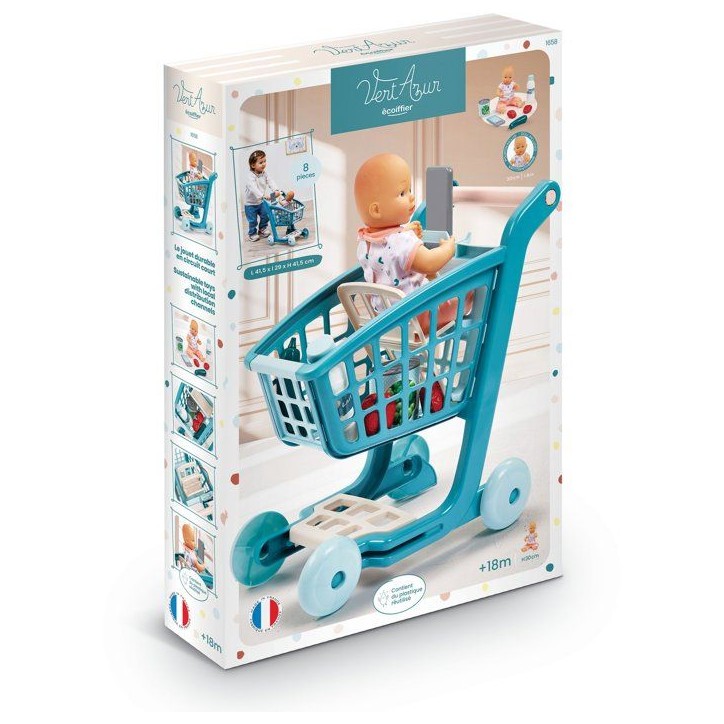 ECOIFFIER Vert Azur 1658 - Chariot + Poupon et accessoires - 18 mois - E