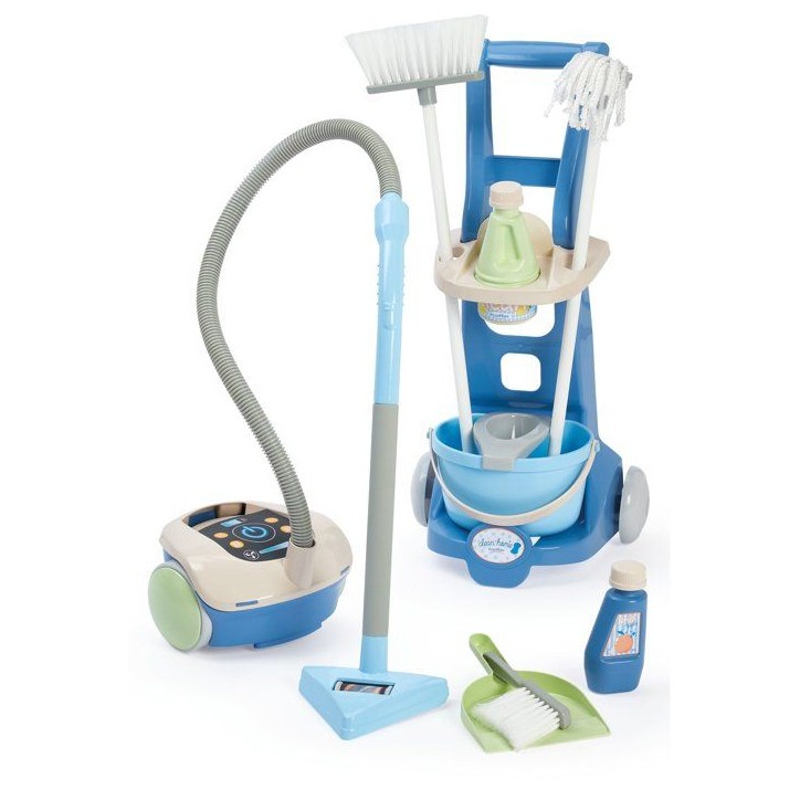 Jouet ménage enfant - ECOIFFIER - Chariot ménage + aspirateur traîneau - 11 accessoires - Des 36 mois - Fabriqué en France