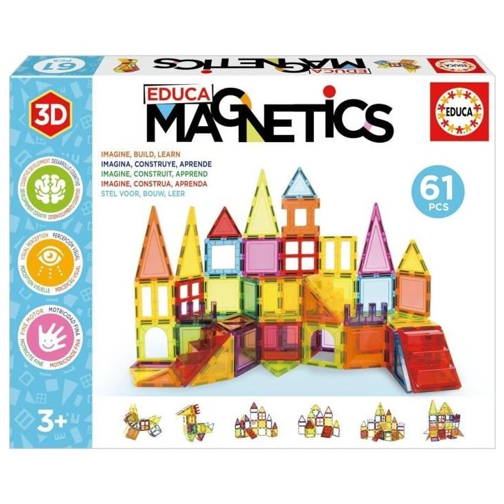 Jeu éducatif - EDUCA Magnetics - Construction 3D magnétique avec 61 pieces pour enfants des 3 ans Jeu éducatif - EDUCA Magnetics - Construction 3D magnétique avec 61 pieces pour enfants des 3 ans