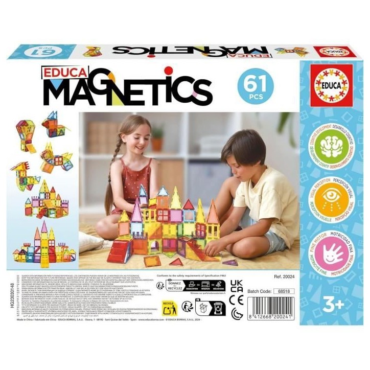 Jeu éducatif - EDUCA Magnetics - Construction 3D magnétique avec 61 pieces pour enfants des 3 ans Jeu éducatif - EDUCA Magnetics - Construction 3D magnétique avec 61 pieces pour enfants des 3 ans