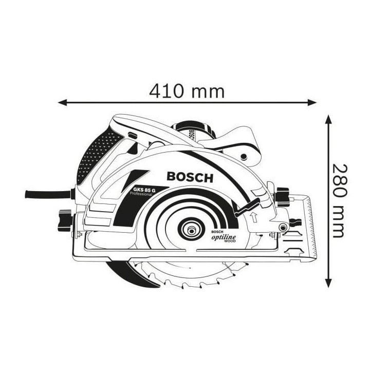 Scie circulaire Bosch Professional GKS 85G, 2200 W avec 1 lame de 235mm, 5.000 tr/min, carton - 060157A900