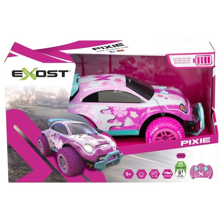 Voiture radiocommandée - EXOST - Pixie II - Echelle 1/12 - 27 MHz - Tout-terrain - Batterie rechargeable - Rose - Des 5 ans