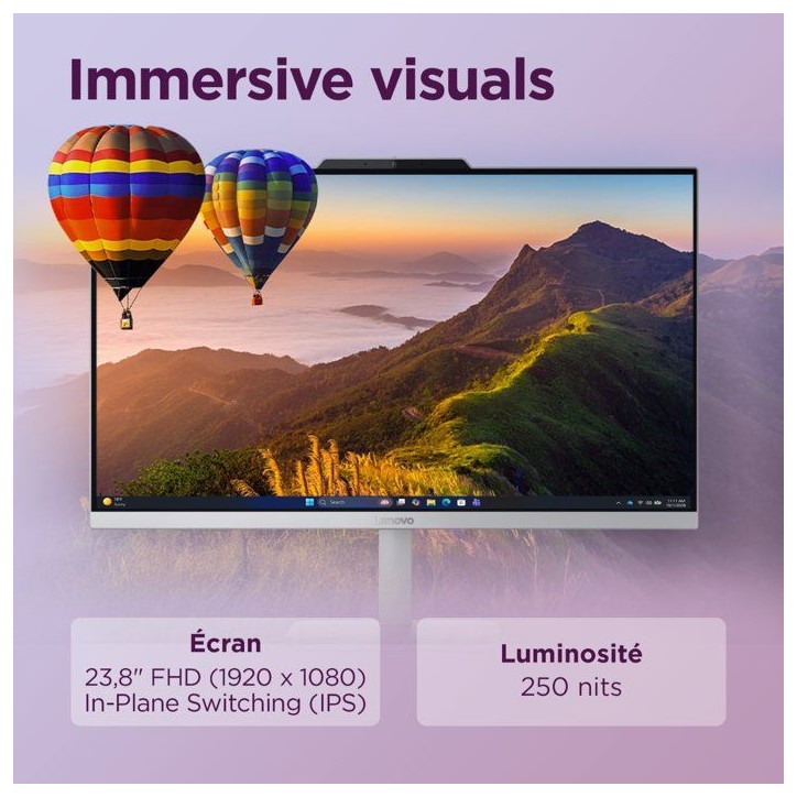 PC Tout-en-un LENOVO Lenovo A105 24 - Windows 11 - 23.8 FHD - Ryzen 5 40 - RAM 16 Go - SSD 512 Go - Clavier + Souris filaire PC Tout-en-un LENOVO Lenovo A105 24 - Windows 11 - 23.8 FHD - Ryzen 5 40 - RAM 16 Go - SSD 512 Go - Clavier + Souris filaire