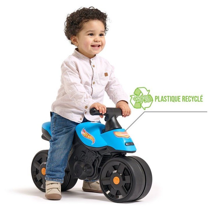 Draisienne - Larges roues - FALK - Moto Racing Hot Wheels - Plastique recyclé - Guidon directionnel - Bleu Draisienne - Larges roues - FALK - Moto Racing Hot Wheels - Plastique recyclé - Guidon directionnel - Bleu