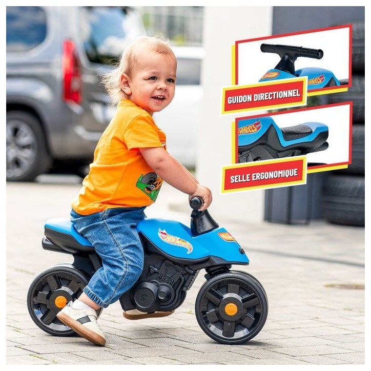 Draisienne - Larges roues - FALK - Moto Racing Hot Wheels - Plastique recyclé - Guidon directionnel - Bleu Draisienne - Larges roues - FALK - Moto Racing Hot Wheels - Plastique recyclé - Guidon directionnel - Bleu