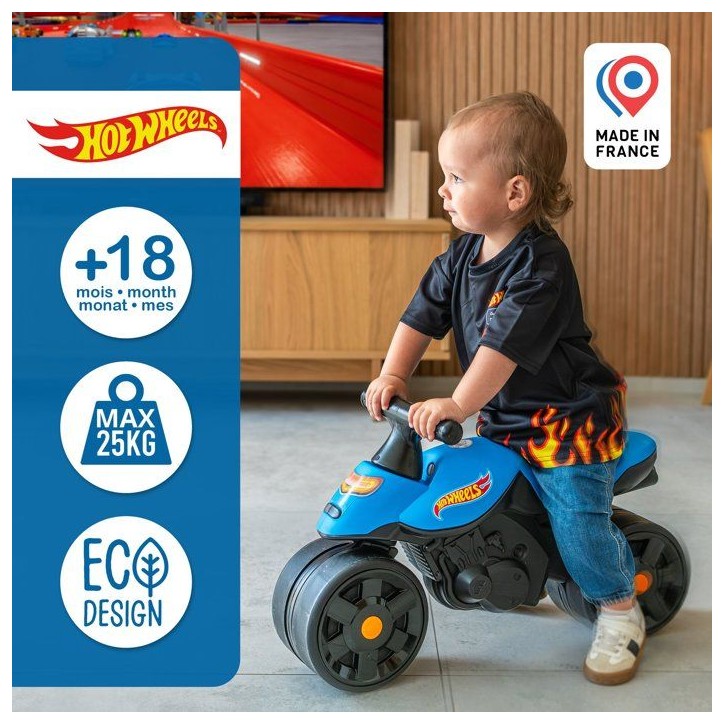 Draisienne - Larges roues - FALK - Moto Racing Hot Wheels - Plastique recyclé - Guidon directionnel - Bleu Draisienne - Larges roues - FALK - Moto Racing Hot Wheels - Plastique recyclé - Guidon directionnel - Bleu
