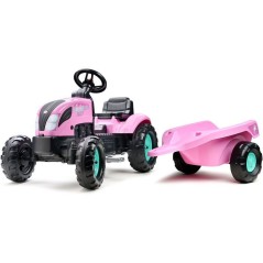 Tracteur a pédales - FALK - Barbie - Avec remorque incluse - Plaque d