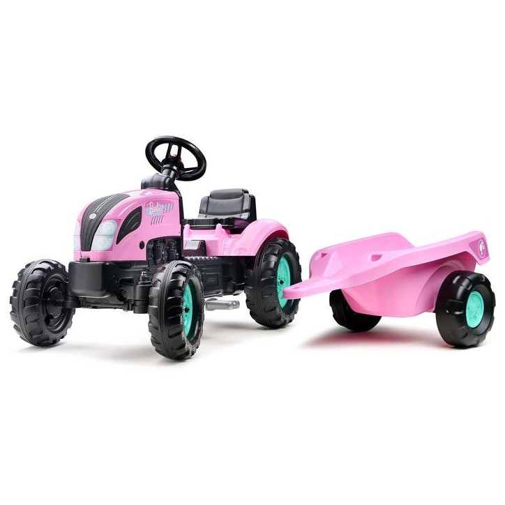 Tracteur a pédales - FALK - Barbie - Avec remorque incluse - Plaque d'immatriculation personnalisable - Des 2 ans Tracteur a pédales - FALK - Barbie - Avec remorque incluse - Plaque d'immatriculation personnalisable - Des 2 ans