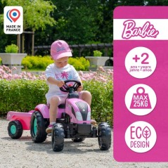 Tracteur a pédales - FALK - Barbie - Avec remorque incluse - Plaque d