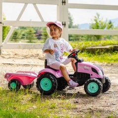 Tracteur a pédales - FALK - Barbie - Avec remorque incluse - Plaque d