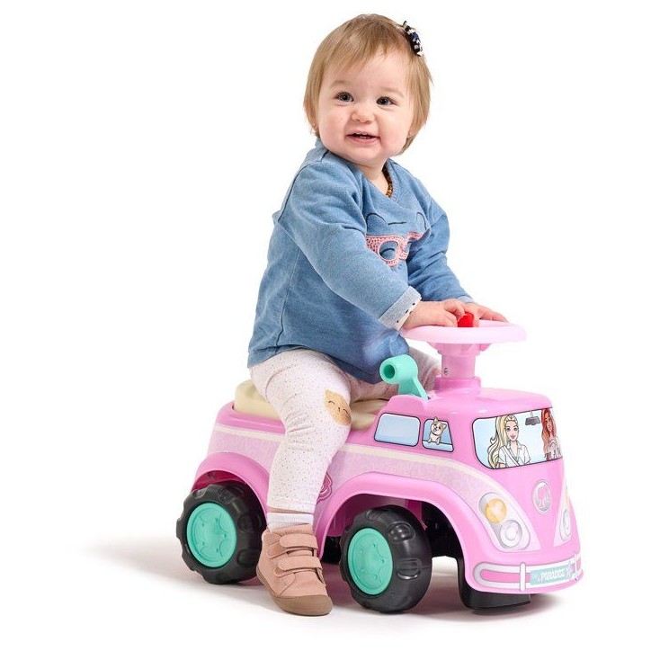 Porteur - FALK - Van rétro Barbie - Assise ouvrante - Volant avec klaxon - Plaque personnalisable - Des 12 mois Porteur - FALK - Van rétro Barbie - Assise ouvrante - Volant avec klaxon - Plaque personnalisable - Des 12 mois