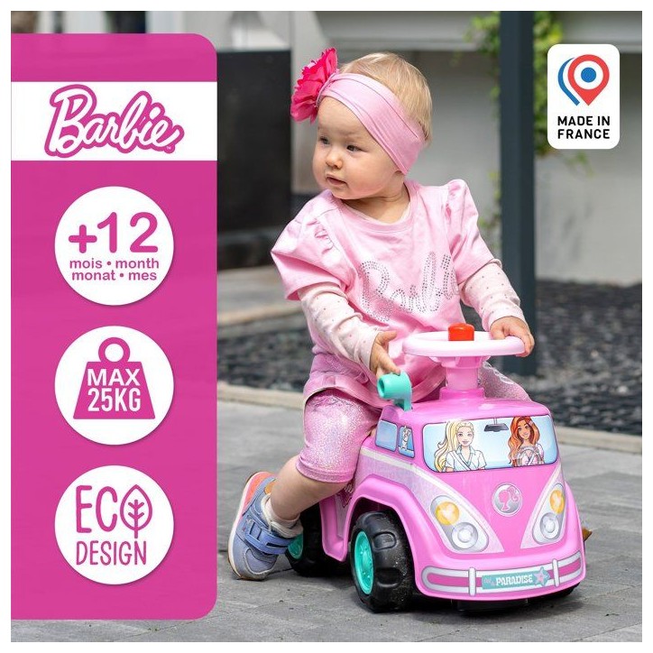 Porteur - FALK - Van rétro Barbie - Assise ouvrante - Volant avec klaxon - Plaque personnalisable - Des 12 mois Porteur - FALK - Van rétro Barbie - Assise ouvrante - Volant avec klaxon - Plaque personnalisable - Des 12 mois