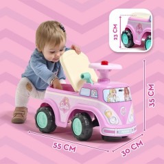 Porteur - FALK - Van rétro Barbie - Assise ouvrante - Volant avec kla