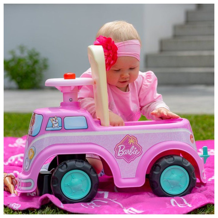 Porteur - FALK - Van rétro Barbie - Assise ouvrante - Volant avec klaxon - Plaque personnalisable - Des 12 mois Porteur - FALK - Van rétro Barbie - Assise ouvrante - Volant avec klaxon - Plaque personnalisable - Des 12 mois