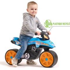 Draisienne - Roues silencieuses - FALK - Moto Hot Wheels - Plastique recyclé - Guidon directionnel - Bleu