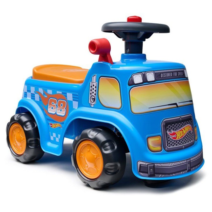 Porteur - FALK - Camion Hot Wheels - Assise ouvrante - Volant avec klaxon - Plaque personnalisable - Des 12 mois Porteur - FALK - Camion Hot Wheels - Assise ouvrante - Volant avec klaxon - Plaque personnalisable - Des 12 mois