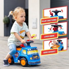 Porteur - FALK - Camion Hot Wheels - Assise ouvrante - Volant avec kla