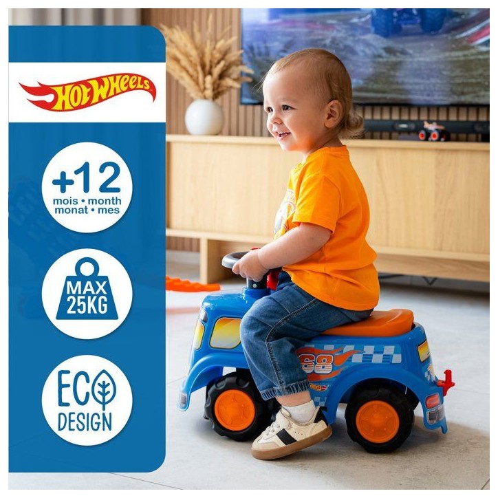 Porteur - FALK - Camion Hot Wheels - Assise ouvrante - Volant avec klaxon - Plaque personnalisable - Des 12 mois Porteur - FALK - Camion Hot Wheels - Assise ouvrante - Volant avec klaxon - Plaque personnalisable - Des 12 mois