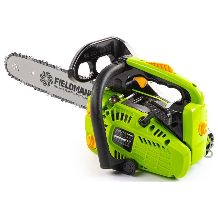 Tronçonneuse thermique a essence FIELDMANN FZP 25412-B - Une main - Guide 30 cm - Graissage automatique - 1 kW - Noir/Vert