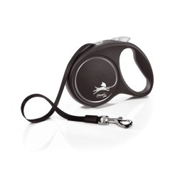 Laisse sangle - Flexi - Black Design L - 5 m - noir argent