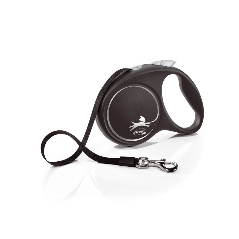 Laisse sangle - Flexi - Black Design L - 5 m - noir argent