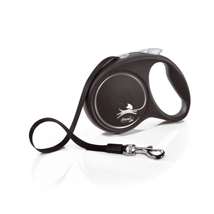Laisse sangle - Flexi - Black Design L - 5 m - noir argent