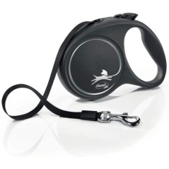 Laisse sangle - Flexi - Black Design L - 5 m - noir argent