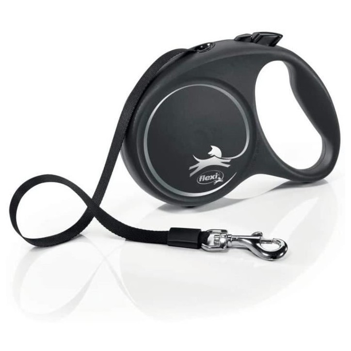 Laisse sangle - Flexi - Black Design L - 5 m - noir argent