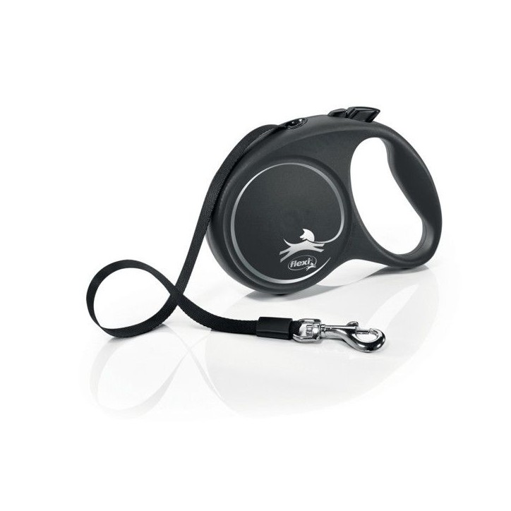 Laisse sangle - Flexi - Black Design L - 5 m - noir argent