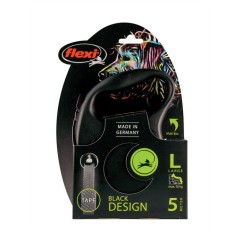 Laisse sangle - Flexi - Black Design L - 5 m - noir argent