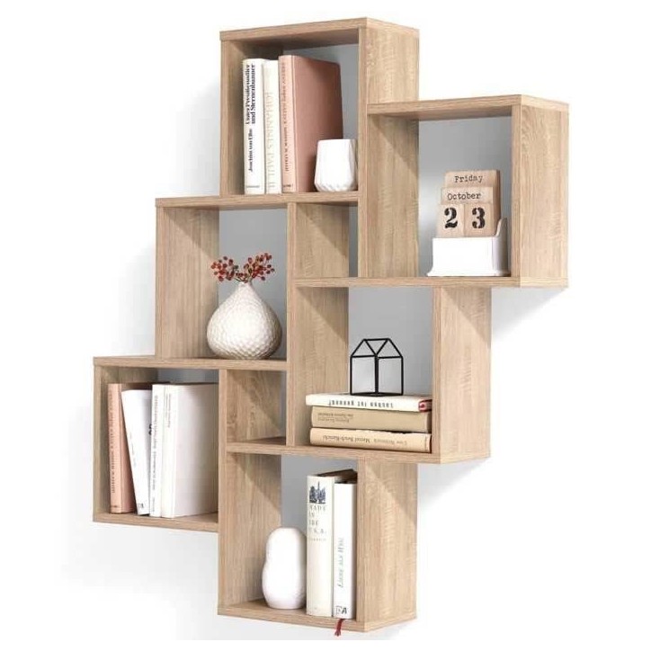 FMD Etagere Murale avec 8 Compartiments Couleur Chene Tablette Salon Rangement 428743 FMD Etagere Murale avec 8 Compartiments Couleur Chene Tablette Salon Rangement 428743