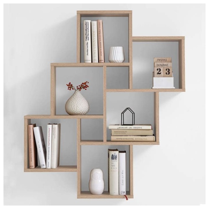 FMD Etagere Murale avec 8 Compartiments Couleur Chene Tablette Salon Rangement 428743 FMD Etagere Murale avec 8 Compartiments Couleur Chene Tablette Salon Rangement 428743