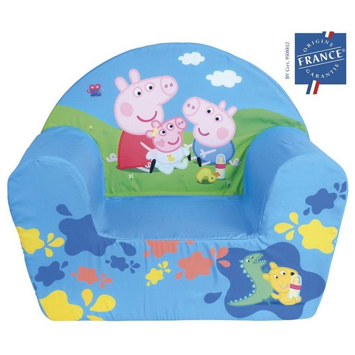 Fauteuil club enfant - FUN HOUSE - Peppa Pig Georges et Evie - Origine France Garantie - mousse confortable - 52 x 42 x 33 cm