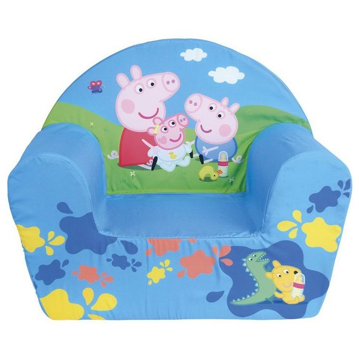 Fauteuil club enfant - FUN HOUSE - Peppa Pig Georges et Evie - Origine France Garantie - mousse confortable - 52 x 42 x 33 cm