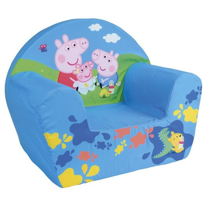 Fauteuil club enfant - FUN HOUSE - Peppa Pig Georges et Evie - Origine France Garantie - mousse confortable - 52 x 42 x 33 cm